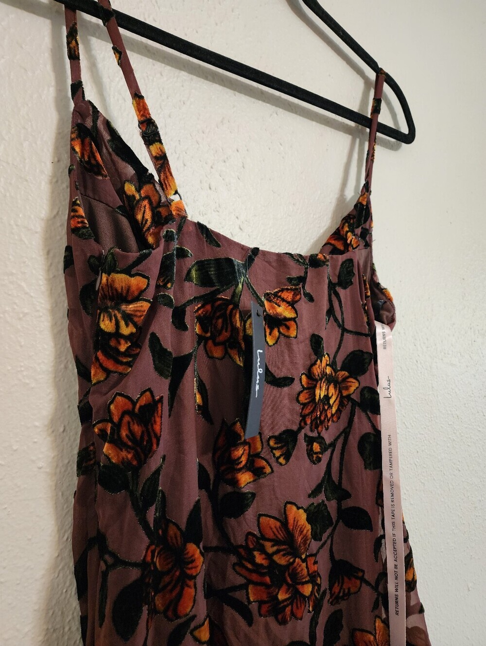 Lulus Romance in the Making Plum Purple Floral Print Velvet Maxi Dress Wedding - Picture 9 of 9